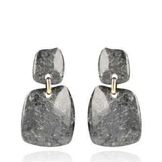 Lott.gioielli Marble Zwarte Earrings Simone Square Rock