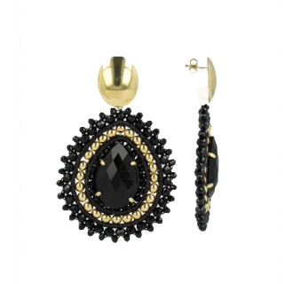 Lott Gioielli Filled Drop 3 Rings With Stone M Black Gold