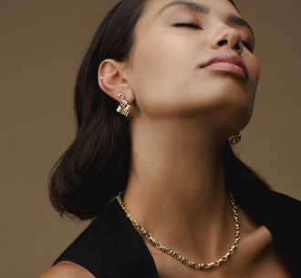 Orelia Statement Woven Square Stud Earring